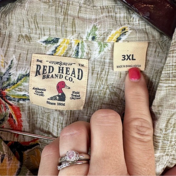 red head brand co. Casual Button Down Shirt Tropical palm tree Print sz 3XL - Picture 2 of 7